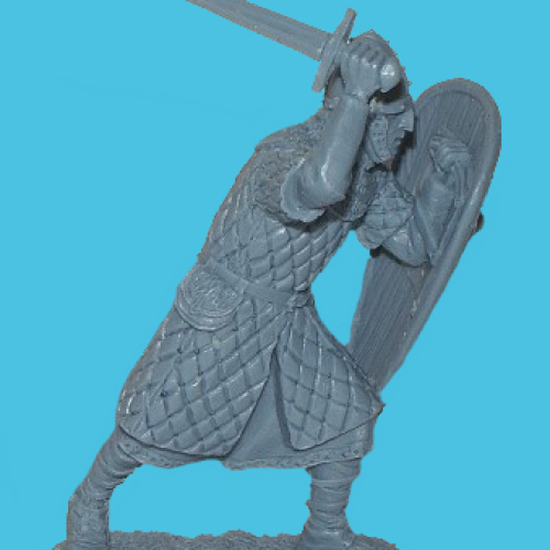 03. Normand attaquant avec épée et bouclier oblong.
